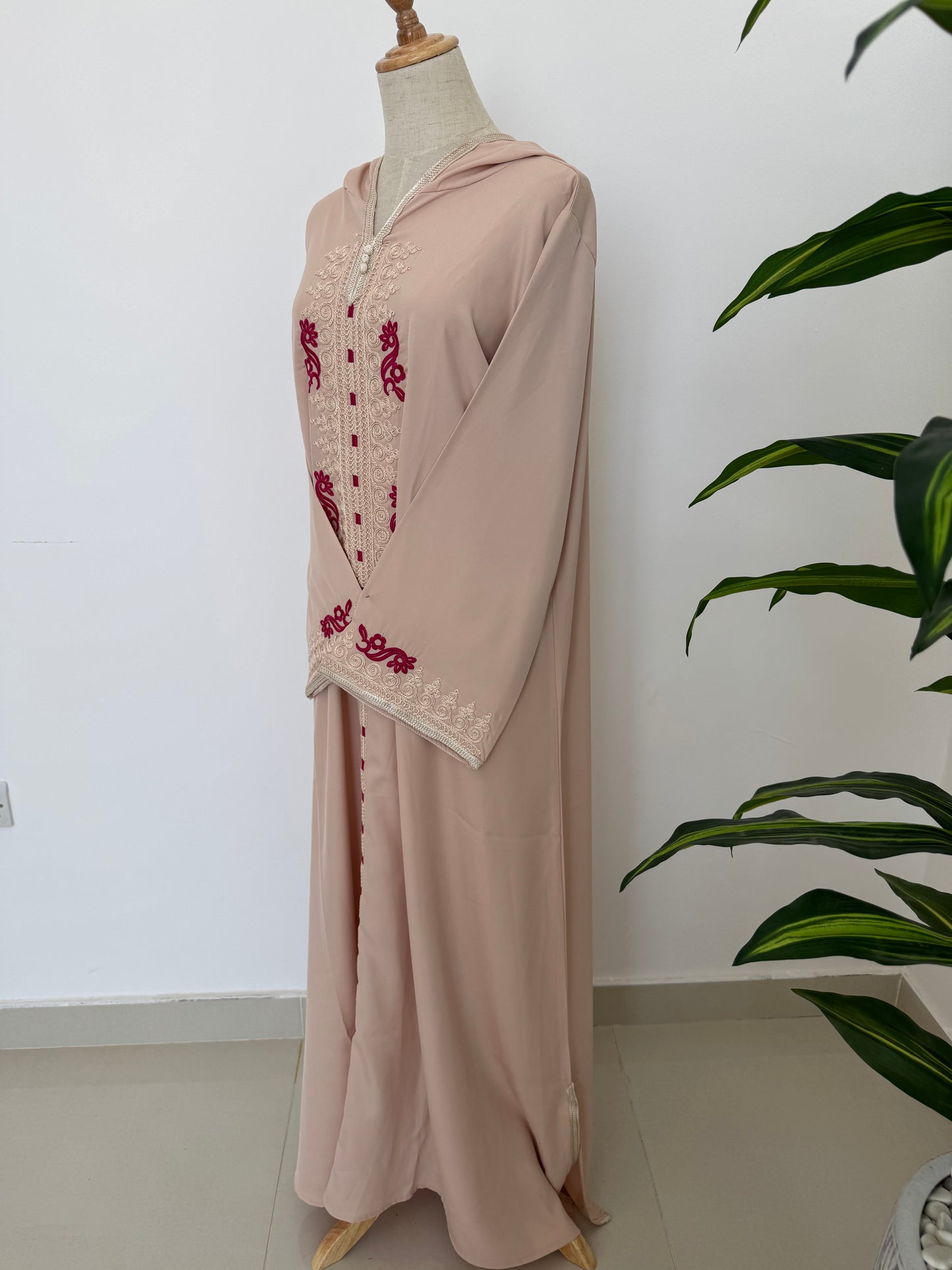 Moroccan Jalaba in Premium Crepe Fabric with Elegant Embroidery