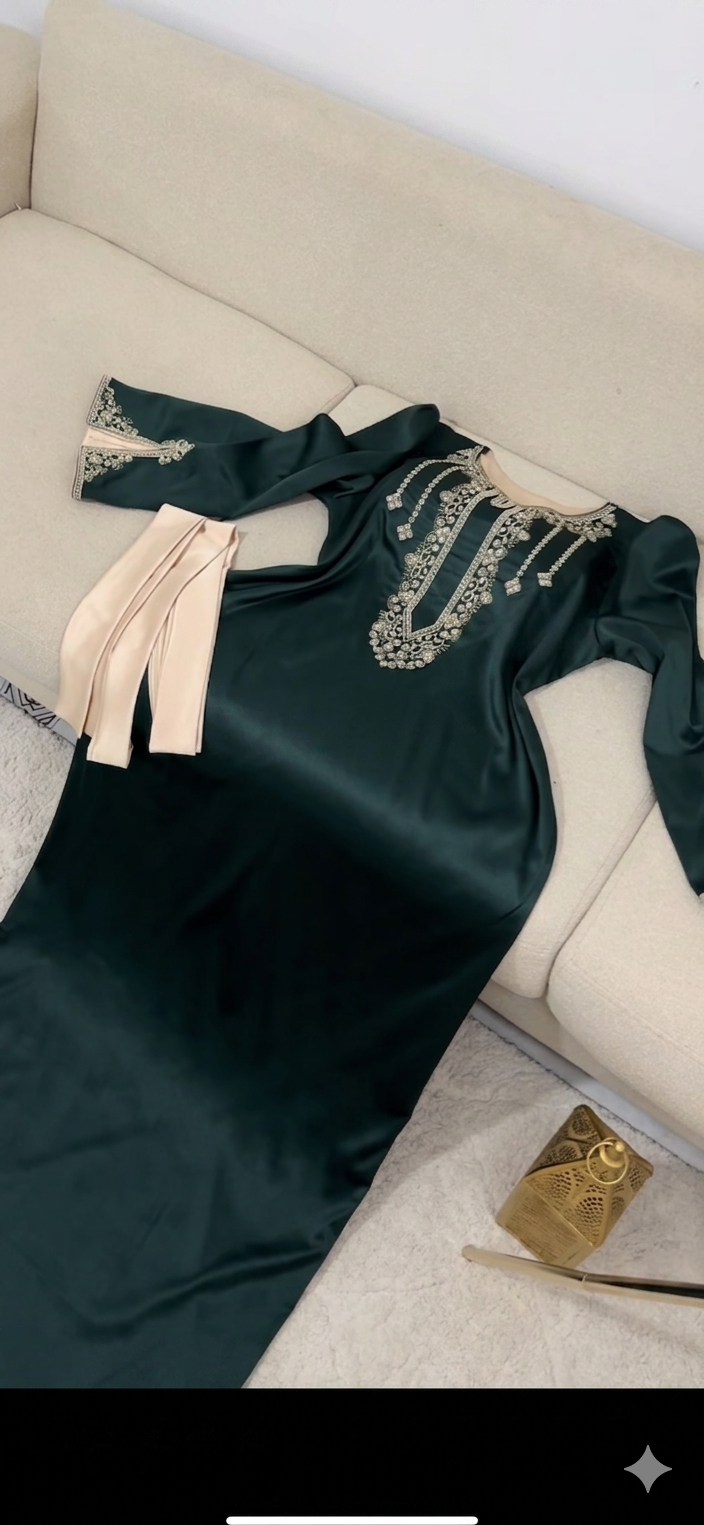 Emerald Green Dress – Italian Satin Fabric