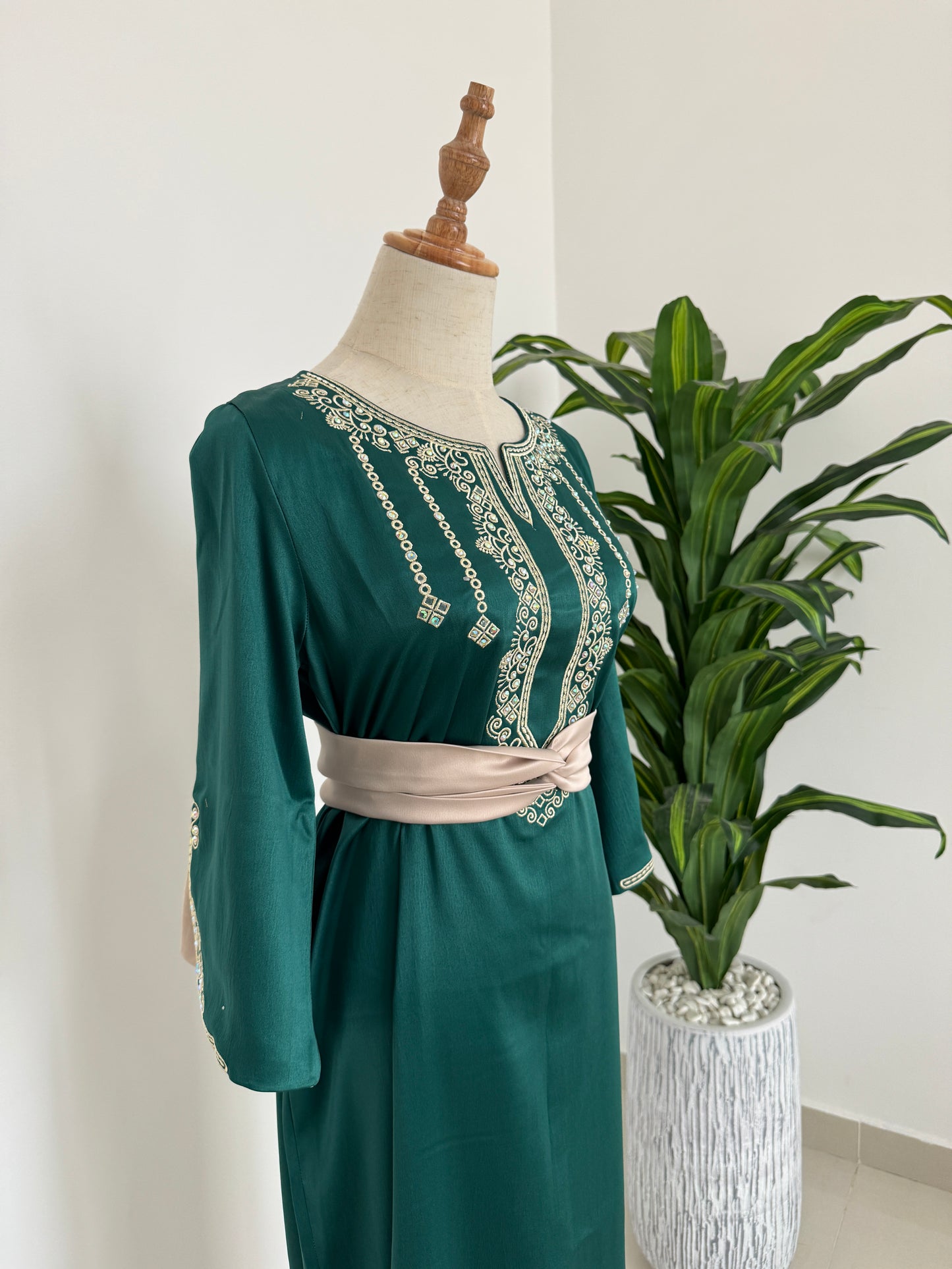 Emerald Green Dress – Italian Satin Fabric