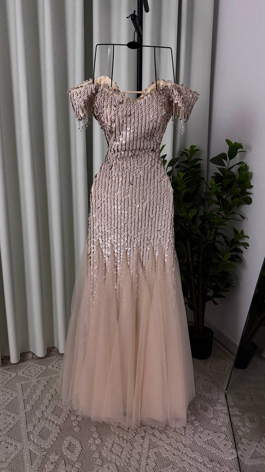 MNG10 Beige evening dress