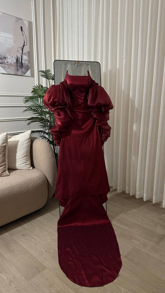 Elegant red evening dress kn04