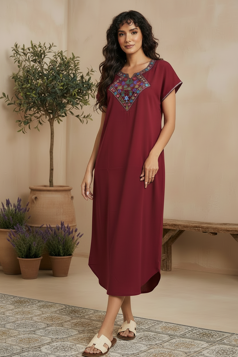 Burgundy Dress Long Hair